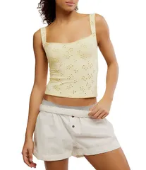 フリーピープル レディース トップス タンクトップ ノースリーブ Free People Full Bloom Eyelet Scoop Neck Sleeveless Cami Top Bananaのサムネイル