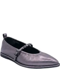 アッシュ レディース シューズ パンプス トール レザー ASH Bella Crinkle Metallic Leather Studded Mary Jane Flats Gun メタリックのサムネイル