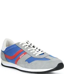 ヒューゴボス メンズ シューズ スニーカー Hugo Boss Mens Levon Color Block Runner Sneakers BlueGreyRed グレーのサムネイル