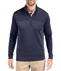 カッターアンドバック メンズ アウター ニット・セーター トール Cutter Buck Big Tall Traverse Stripe QuarterZipullover Liberty Navyのサムネイル