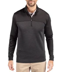 カッターアンドバック メンズ アウター ニット・セーター トール Cutter Buck Big Tall Traverse Stripe QuarterZipullover Black ブラックのサムネイル