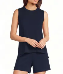 スパンク レディース トップス タンクトップ クルーネック ノースリーブ ニット SPANX AirEssentialsR Crew Neck Sleeveless Knitank Top Timelのサムネイル