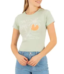 ハーレー レディース トップス シャツ Hurley Short Sleeve Summer Shoreline Baby Tee Seafoamのサムネイル