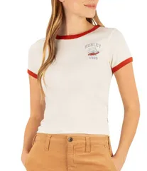 ハーレー レディース トップス シャツ Hurley Wildcat Ringer Short Sleeve TShirt Cream クリームのサムネイル