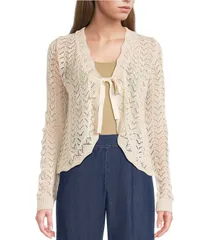 INサンフランシスコ レディース アウター ニット・セーター IN San Francisco Tie Front Long Sleeve Sweater Champagne シャンパンのサムネイル