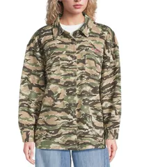 ロキシー レディース アウター ジャケット・ブルゾン プリント Roxy Dawn Light Camouflage Printed Long Sleeve Jacket Oil Green グリーンのサムネイル