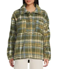 ビラボン レディース アウター ジャケット・ブルゾン ダウン Billabong Sundown Plaid Long Sleeve Sherpa Shacket Carnation チェックのサムネイル
