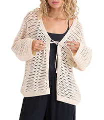 ボルコム レディース アウター ジャケット・ブルゾン カーディガン ニット Volcom Go Tie Front Open Knit Cardigan Oatのサムネイル