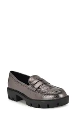 ナインウェスト レディース シューズ スリッポン・ローファー プラットフォーム Nine West Maibel Platform Penny Loafer Pewter 060 ピューターのサムネイル