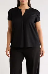 AK アンクライン レディース トップス シャツ プラスサイズ AK ANNE KLEIN Tulip Sleeve Top Plus ANNE BLACK ブラックのサムネイル