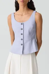 セオリー レディース アウター コート ベスト リネン Theory Linen Blend Vest CORNFLOWER G2Mのサムネイル