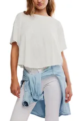 フリーピープル レディース トップス シャツ コットン ジャージー リネン Free Peoplelsie Linen Cotton Slub Jersey Swing TShirt WHISPERのサムネイル