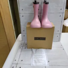 【TAKA145-39】◇ SHISKI シスキー ｢ラバー ショート レインブーツ プルストラップ付 ｣ キッズ&ジュニア 21cm ピンク×ブラウンのサムネイル