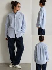 Ralph Lauren Classic Fit Button Down Shirt Blue White Stripe Pony Logo Size Lのサムネイル