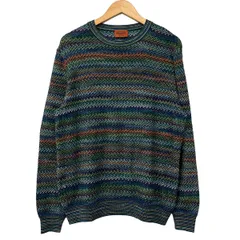 MISSONI(ミッソーニ) 長袖セーター サイズ52 L メンズ美品  - グリーン×パープル×マルチ クルーネックのサムネイル