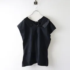 2014SS コムデギャルソン COMME des GARCONS AD2013 異素材切替 アシンメトリー ノースリーブブラウス S ブラック／【2400015089188】のサムネイル