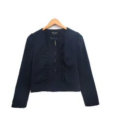 リッチミー Riccimie ノーカラージャケット フリル シンプル 0 ネイビー 紺 /KT22のサムネイル