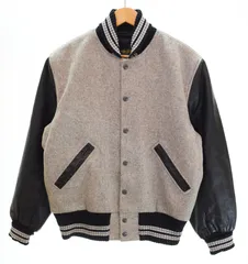 US US古着 USA製 80s 90s Wool Cow Leather Award Jacket ウール カウレザーアーム 牛革 スタジャン アワード ブルゾン 40 ジャケット グレー 103MT-5118のサムネイル