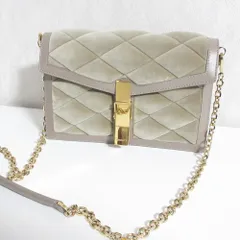 美品 ZANCHETTI ザンケッティ MODELLO CLIP ベルベット キルティングチェーンショルダーバッグ グレージュ レディース 古着 中古 USEDのサムネイル