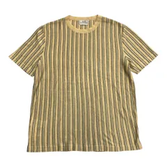未使用 HERMES エルメス リネン シルク ニット Tシャツ カットソー セーター ストライプ 半袖 クルーネック L 黄 イエロー メンズ 古着 中古 USEDのサムネイル