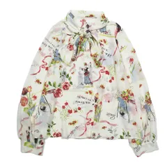 美品 Lois CRAYON ロイスクレヨン 25AW ボウタイ ブラウス シャツ フラワー 総柄 長袖 M ホワイト レディース 古着 中古 USEDのサムネイル