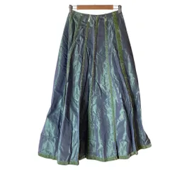 美品 ETRO エトロ シルク フレア ロングスカート 44 グリーン レディース 古着 中古 USEDのサムネイル