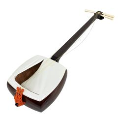 Shamisen (Japanese stringed instrument) - Body torn, plectrum missing, hard case included. Junk item. K11518716
