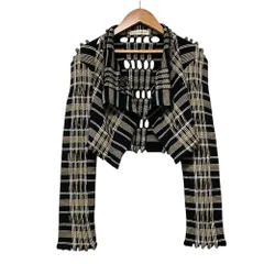 美品 HIROKO KOSHINO ヒロココシノ ショート ニットカーディガン サイズ9 ブラック レディース 古着 中古 USEDのサムネイル