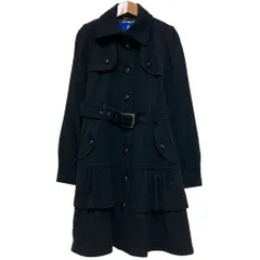 美品 BURBERRY BLUE LABEL バーバリーブルーレーベル 裏地チェック ベルテッドフレアコート サイズ38 ブラック レディース 古着 中古 USEDのサムネイル