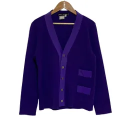 美品 Salvatore Ferragamo サルヴァトーレフェラガモ ヴィンテージ Vネック ニットカーディガン サイズS パープル レディース 古着 中古 USEDのサムネイル