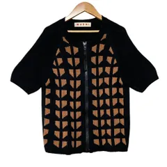 美品 MARNI マルニ ジップアップ ショートスリーブ ニットジャケット サイズ42 ブラック ブラウン レディース 古着 中古 USEDのサムネイル
