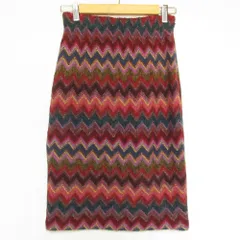 美品 MISSONI ミッソーニ ヴィンテージ シェブロン ウールニット スカート サイズ42 パープル レッド グリーン  レディース 古着 中古 USEDのサムネイル