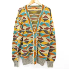 美品 MISSONI UOMO ミッソーニ ウォモ ヴィンテージ 総柄 Vネック コットン ニット カーディガン サイズ48 マルチカラー メンズ 古着 中古 USEDのサムネイル