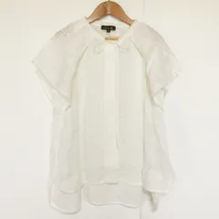 美品 Drawer ドゥロワー 透かしチェックショートスリーブブラウス 6521-299-1201 サイズ38 ホワイト レディース 古着 中古 USEDのサムネイル