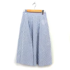 アルマーニエクスチェンジ A/X ARMANI EXCHANGE 国内正規品 ストライプ フレア スカート タック ロング コットン 綿 バックジップ 2 青 ブルー /NT2のサムネイル