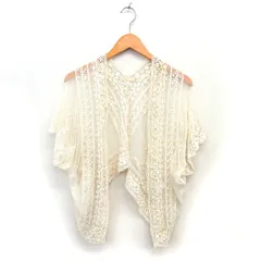 クチャ cuccia レース カーディガン オープン 透け感 刺繍 五分袖 F ベージュ /NT16のサムネイル