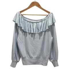 美品 25SS La boutique BonBon ラブティックボンボン スパンコールラッフルオフショルニット LBZ1051205A0010 サイズF サックスブルー レディース 古着 中古 USEDのサムネイル