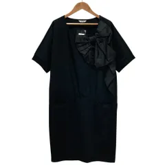 美品 INGEBORG インゲボルグ ショートスリーブ ビッグリボン ワンピース 4 ブラック レディース 古着 中古 USEDのサムネイル