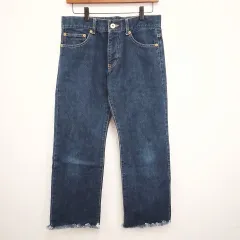 Tommy girl トミーガール デニム ストレート 裾ダメージ加工 裾フリンジ ポケット ロゴ インディゴブルー Sサイズ 〇□☆のサムネイル