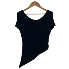 美品 jun ashida ジュン アシダ アシンメトリーリブニットカットソー M ネイビー レディース 古着 中古 USEDのサムネイル