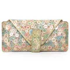 良品 HIROKO HAYASHI ヒロコハヤシ ERENDHIRA レザー ボタン柄 BOX型 ウォレット 長財布 箱付き ベージュ系 レディース 古着 中古 USEDのサムネイル