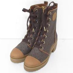 新品同様 MICHAEL KORS マイケルコース COREY BOOTIE MKシグネチャー サイドジップ ショートブーツ サイズ7M 24.0cm相当 ブラウン レディース 古着 中古 USEDのサムネイル