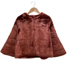 美品 ANAYI アナイ エコファー ノーカラーコート ジャケット 38 ブラウンレッド レディース 古着 中古 USEDのサムネイル