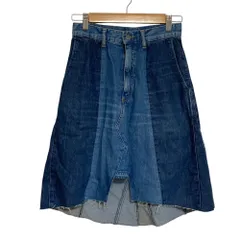 美品 HYSTERIC GLAMOUR ヒステリックグラマー KINKY キンキー フレア パッチワークデニムスカート サイズ24 インディゴブルー レディース 古着 中古 USEDのサムネイル