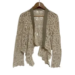 美品 VIVIENNE TAM ヴィヴィアンタム クロップド レース ジャケット カーディガン ボレロ サイズ0 ライトベージュ レディース 古着 中古 USEDのサムネイル