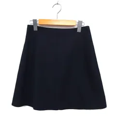 カルヴェン CARVEN フレア ミニ スカート ウール混 バックジップ 無地 36 紺 ネイビー /NT27のサムネイル