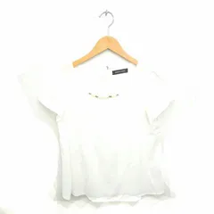 クイーンズコート QUEENS COURT カットソー Tシャツ ボートネック ビーズ装飾 透け感 半袖 2 アイボリー 白 /TT24のサムネイル