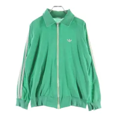 adidas (アディダス) 70S VINTAGE ヴィンテージ トレフォイルロゴ ベロア スリーストライプ トラックジャケット グリーンのサムネイル