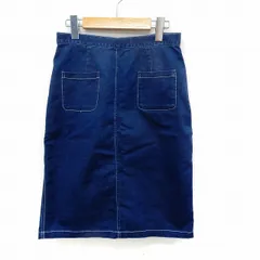 ビームス BEAMS スカート タイト 膝丈 バックジップ ポケット シンプル 0 ブルー /ST58のサムネイル