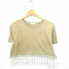 アナップミンピ anap mimpi Tシャツ カットソー レース 丸首 半袖 コットン 綿 Fカーキ 深緑 /MT31のサムネイル